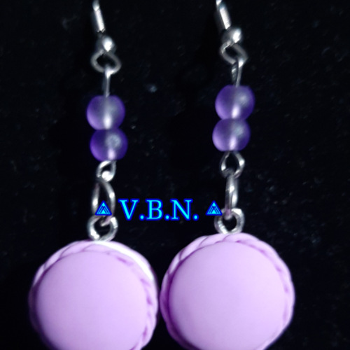 Boucles d'oreilles inoxydable macaron violet
