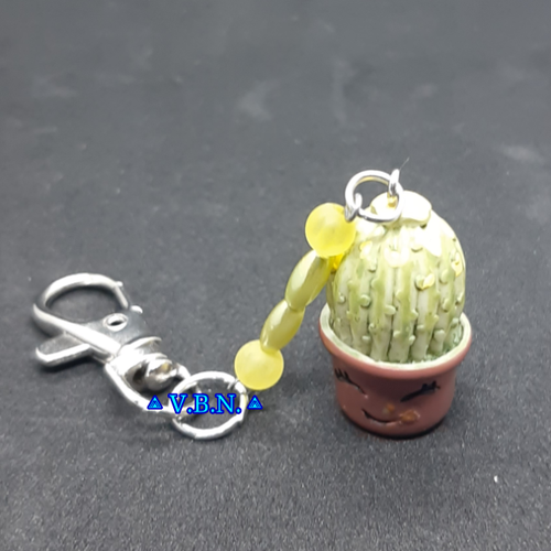 Bijoux de sac cactus souriant avec perles acrylique verte