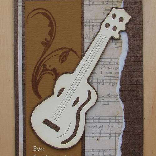 Carte Bon Anniversaire Guitare Partition Ancienne Marron Beige Un Grand Marche