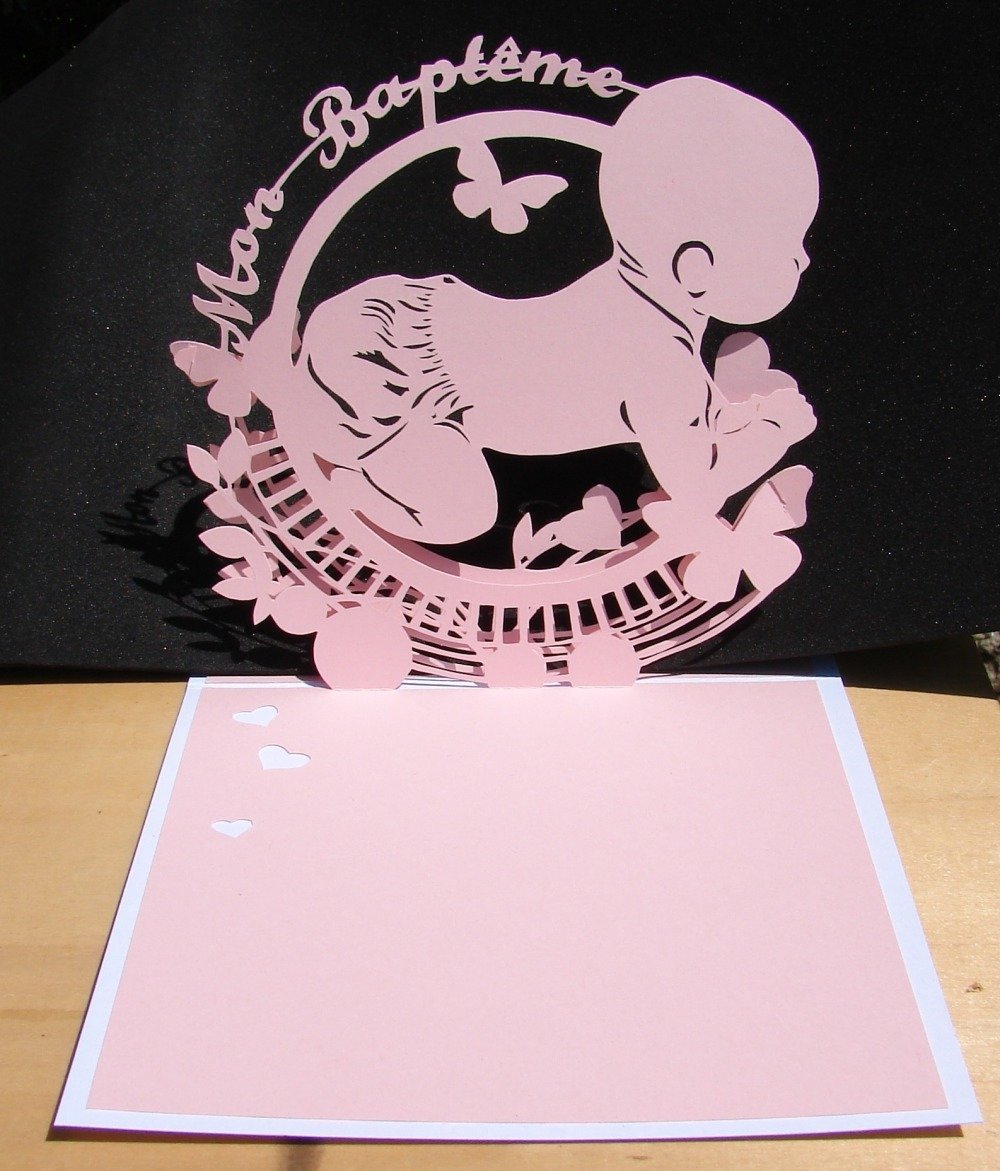 Carte Kirigami Mon Bapteme Bebe Fille Rose Et Blanche Fanions Prenom Anais Un Grand Marche