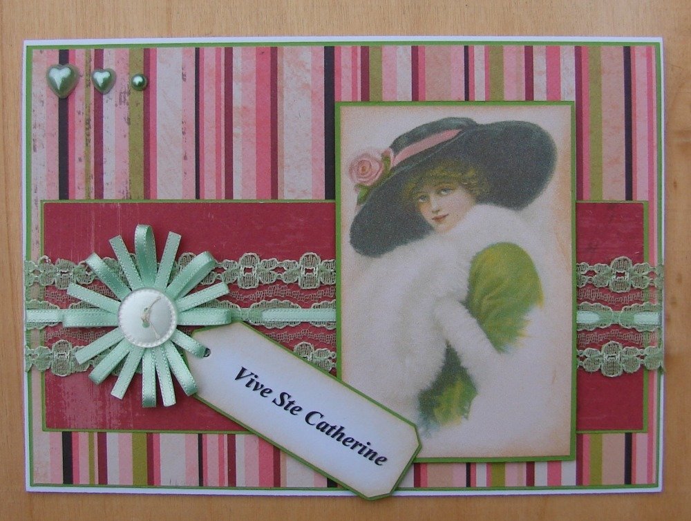 Carte Sainte Catherine Image Vintage Dentelle Fleur En Ruban Un Grand Marche