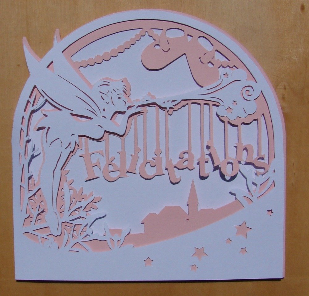 Carte Kirigami Felicitations Naissance Bebe Fille Rose Et Blanche Un Grand Marche