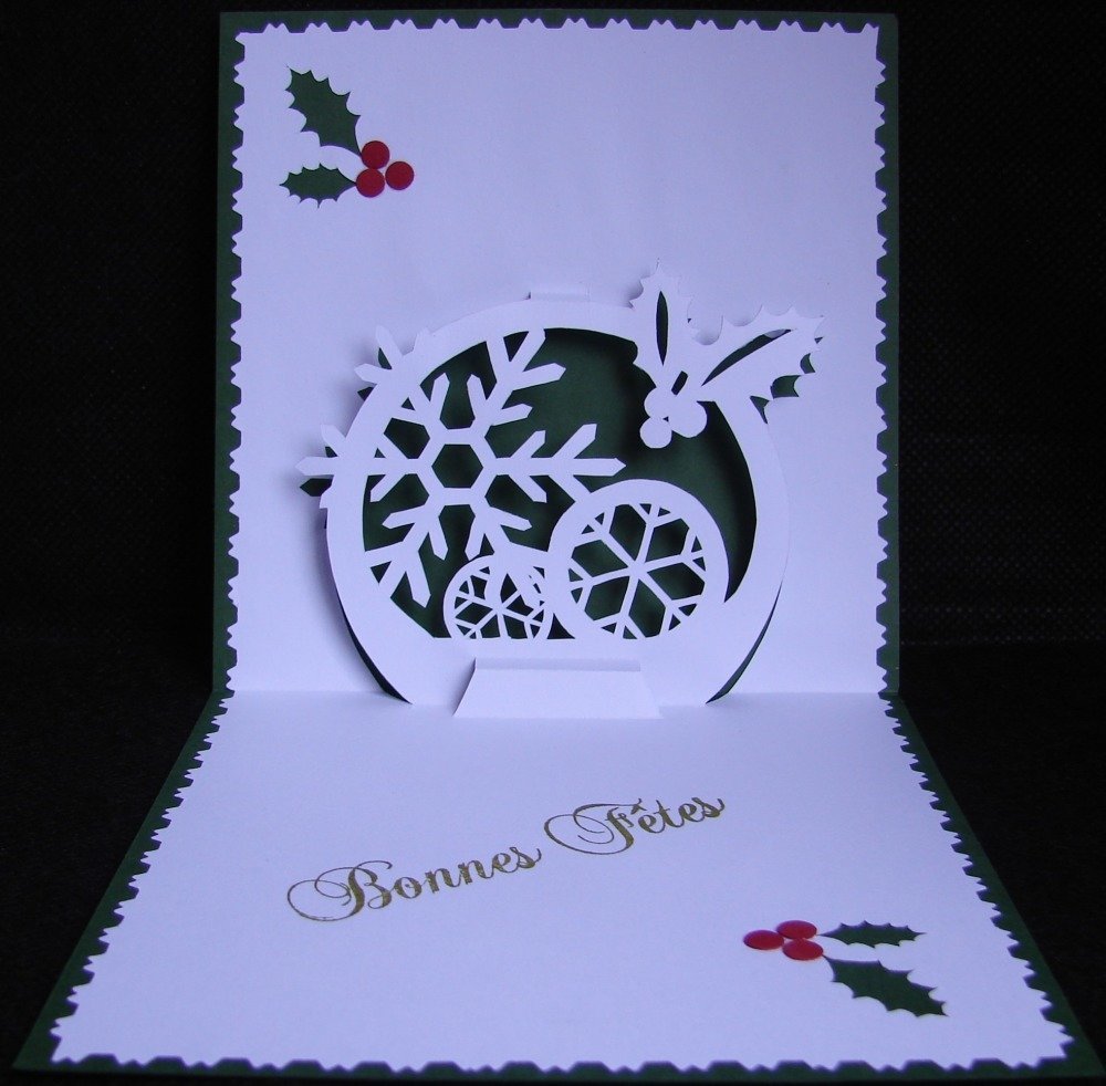 Carte Kirigami Boule De Noel Bonnes Fetes De Noel Du Nouvel An Verte Et Blanche