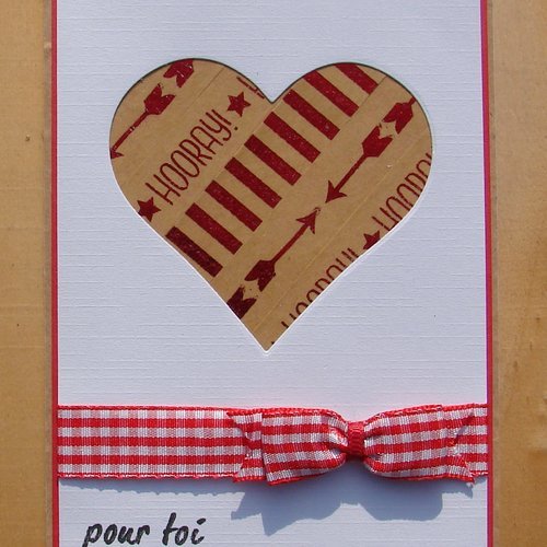 Carte St Valentin Anniversaire De Mariage Declaration Rouge Blanche Et Kraft Coeur Ruban Pour Toi Un Grand Marche