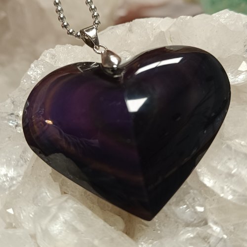 Obsidienne oeil céleste pendentif en forme de coeur