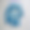 Fleurs au crochet en laine turquoise chinée x 12, appliques  *284*