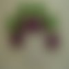 Fleurs au crochet en coton par 12, vert blanc violet, appliques *219*