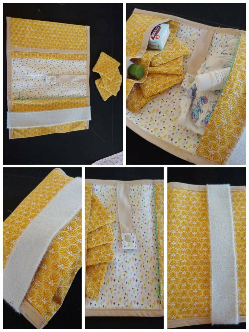 Pochette A Langer Nomade Pour Bebe Accompagnee De 4 Lingettes Lavable Diper Pouch Fait Main En Coton Cadeau De Naissance Made In France Un Grand Marche