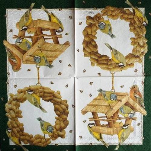Serviette en papier oiseaux dans les mangeoires #an109u