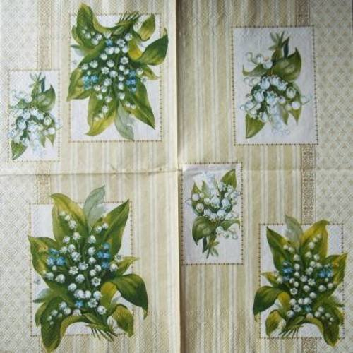 Serviette en papier muguet et myosotis #f111u