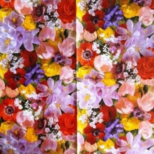 Serviette en papier fleurs multicolores #f027u