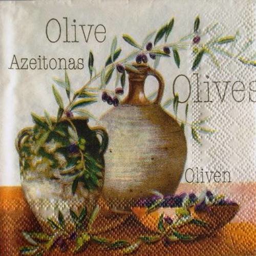 Serviette en papier 25x25cm olives et jarres #al035pu