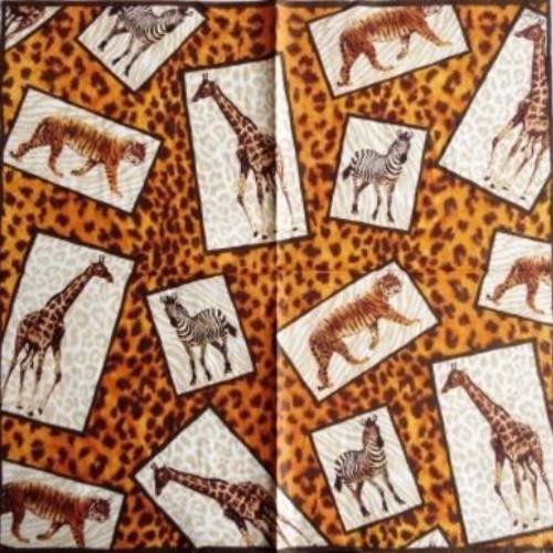 Serviette en papier tigres, zèbres, girafes #an010u