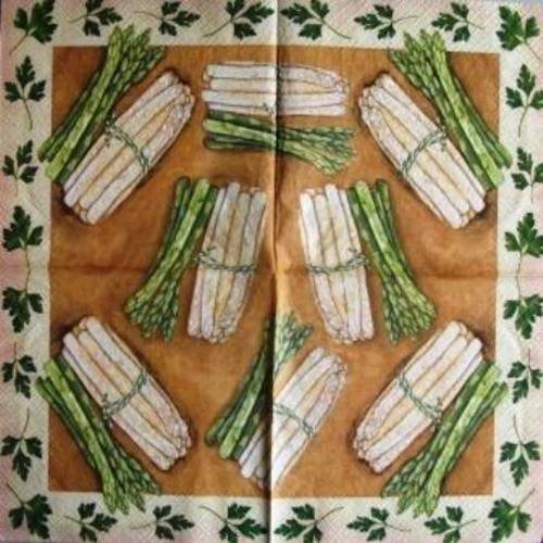 Serviette en papier bottes d'asperges vertes et blanches #al010u