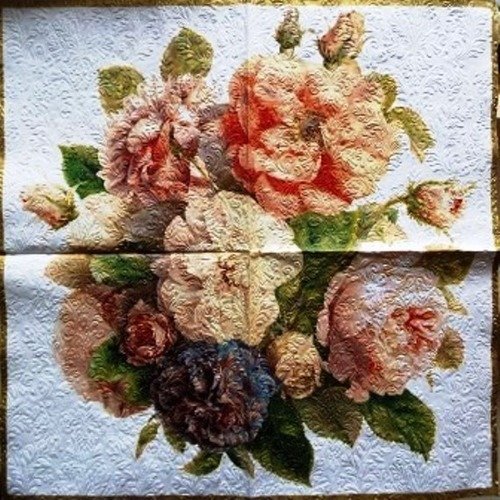 Serviette en papier bouquet de roses anciennes #f015u