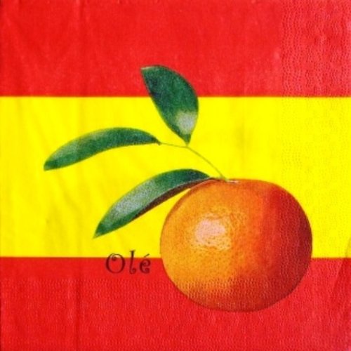 Serviette en papier orange d'espagne "olé"  #al011u