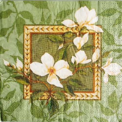 Serviette en papier fleur de magnolia blanc #f024u