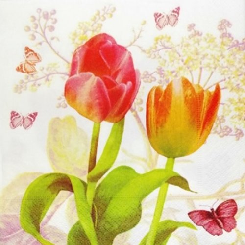 Serviette en papier fleurs de tulipes #f045u