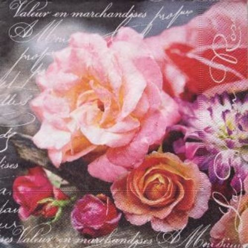 Serviette en papier belles roses multicolores #f040u