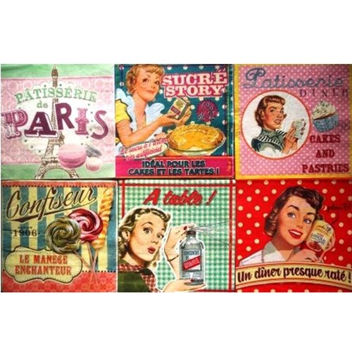 Lot de 6 serviette en papier publicités pâtissières #lotd03u