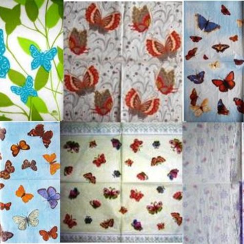 Lot de 6 serviette en papier papillons #lotan05u