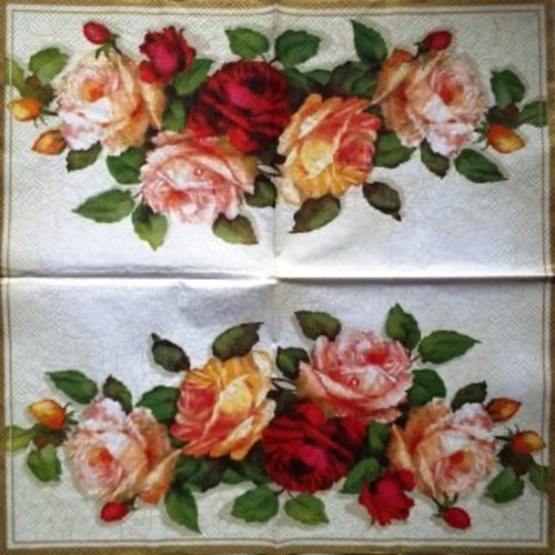 Serviette en papier bouquet de roses #f004u
