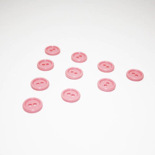 Lot de 10 boutons ronds rose pastel 12 mm, bouton 2 trous 