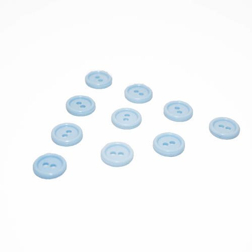 Lot de 10 boutons ronds bleu pastel 12 mm, bouton 2 trous 