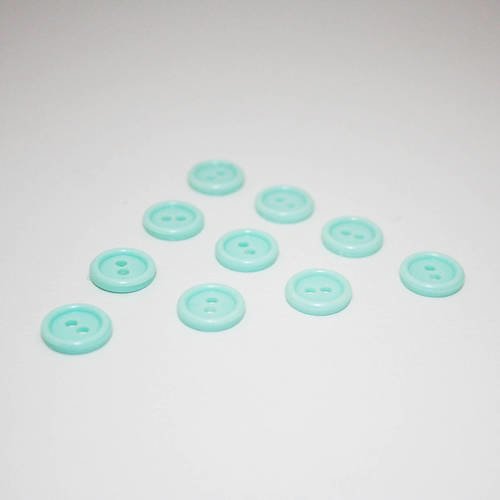 Lot de 10 boutons ronds vert menthe 12 mm, bouton 2 trous, mint 