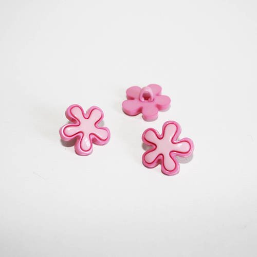 2 boutons fleur rose et fuchsia, lot de 2 boutons, bouton à queue 