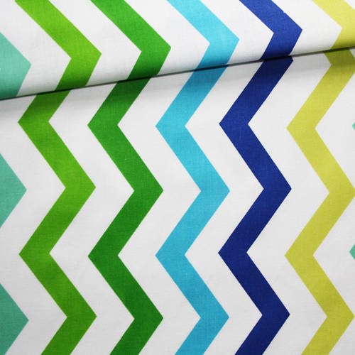 Tissu chevron coloré, 100% coton imprimé 50 x 160 cm, motif zig zag, chevron couleurs printanières 