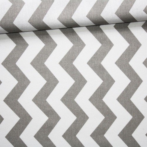 Tissu chevron gris, coton imprimé 50 x 160 cm, zig zag, chevron, gris et blanc 