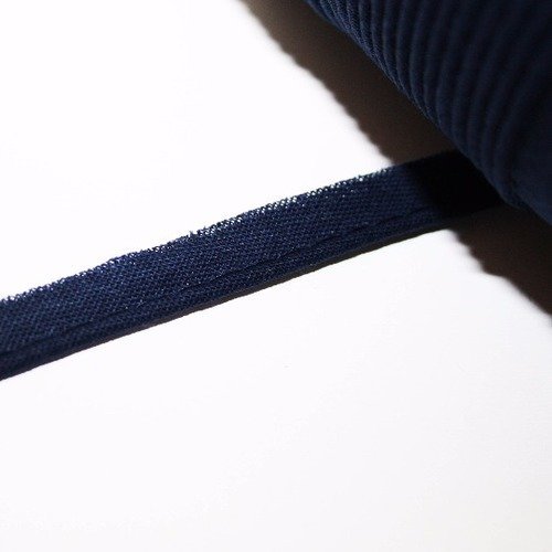 Passepoil coton bleu foncé 10 mm, 1 m, dépassant