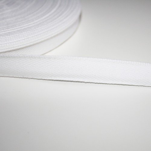 Ruban sergé 16 mm, épais, blanc, 1 m, ruban sergé pantalons