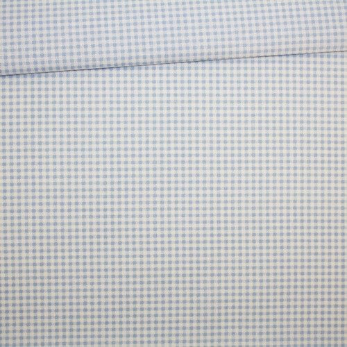 Tissu carreaux vichy bleu pastel 2 mm, 100% coton imprimé 50 x 160 cm, motif carreaux bleu