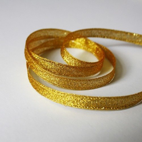 3 m de ruban doré pailleté 7 mm, décoration mariage, noël, cadeau, ruban or jaune