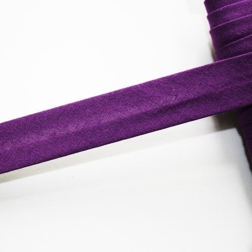 Biais violet, prune, 18 mm, biais universel en coton pré-plissée 
