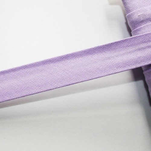 Biais violet pastel uni, lavande, 18 mm, biais universel en coton pré-plissée 