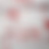 Tissu lutins de noël et flocons de neige en coton imprimé rouge gris et blanc 50 x 160 cm