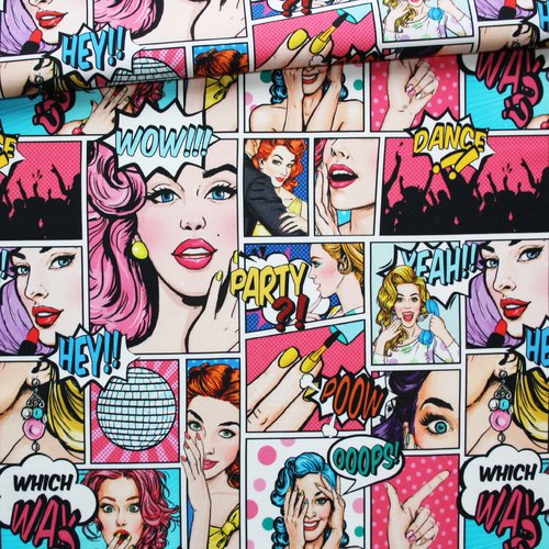 Tissu bande dessinée pop art en coton imprimé premium oeko tex