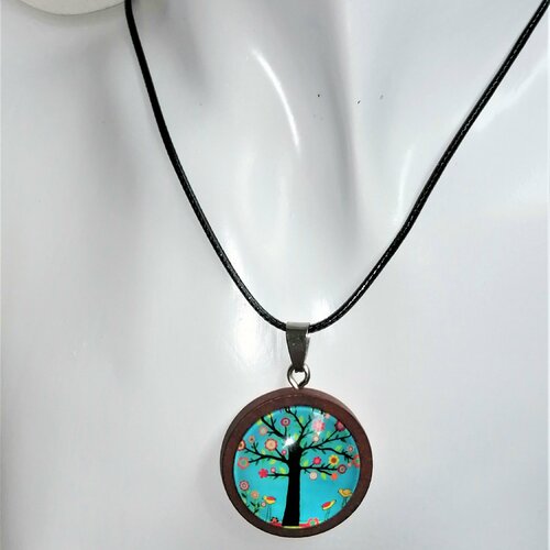 Original collier !! tree !! de la collection ! wooden t:43cm x 2.5cm b-denisejewelry creation