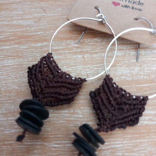 Boucles d'oreilles macramé recyclé ️