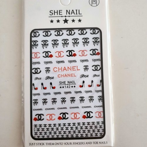 1 carte de stickers ongles logos marque de luxe pour nail art (457.6893)
