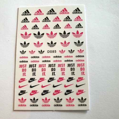 1 carte de stickers ongles logos marque de sport pour nail art (470.3334)