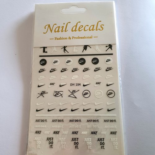 1 carte de stickers ongles logos marque de sport pour nail art (470.3371)