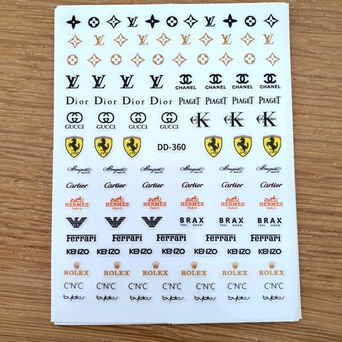 1 grande carte stickers logos pour nail art (477.0943)