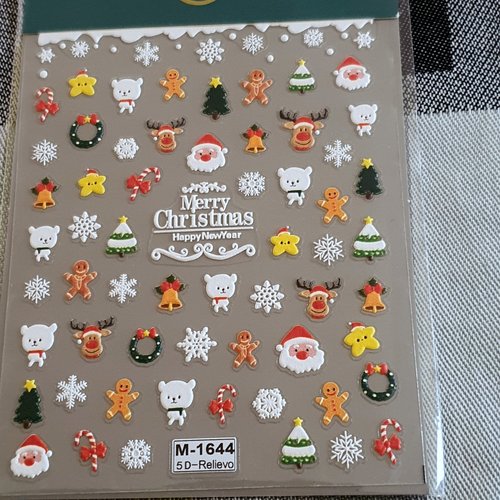 1 grande carte de stickers 5d ongles nails art logos "noel"(508.6125)