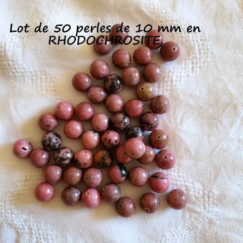 Lot de 50 perles rondes en rhodochrosite rose (477.7558)