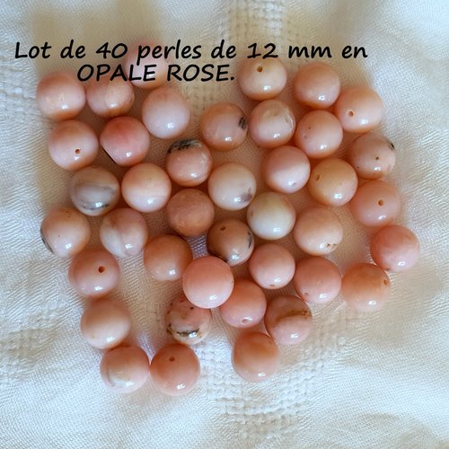 Lot de 40 perles rondes en "opale rose" (477.7561)