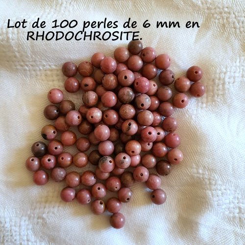 Lot de 100 perles gemmes en rhodochrosite (479.3606)